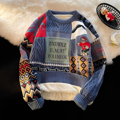 Charles - Stylowy, luźno dziany świąteczny sweter dla kobiet