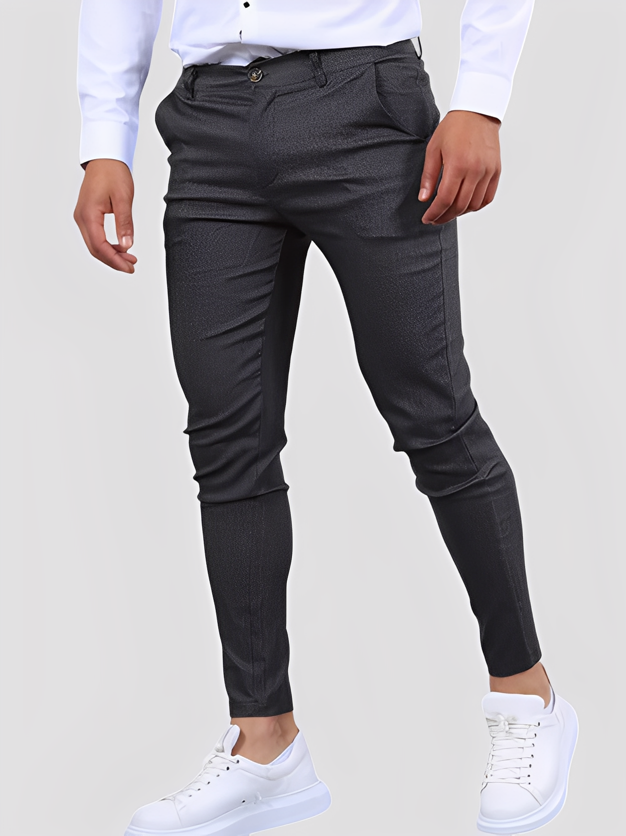 Shelton - Męskie luźne spodnie stretch o wąskim kroju