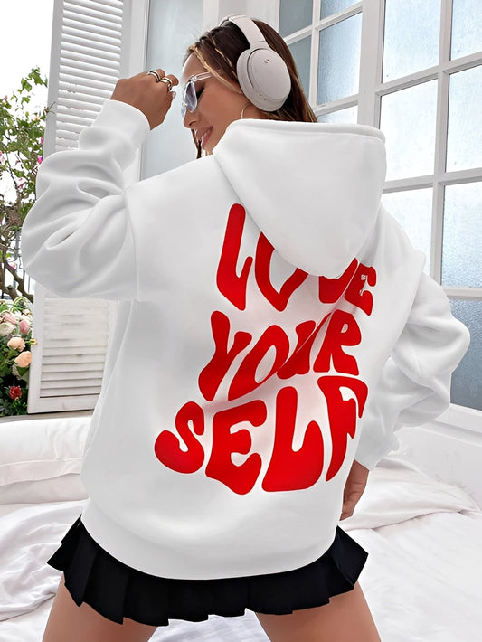 Rebeccah - Luźny kobiecy hoodie z nadrukiem