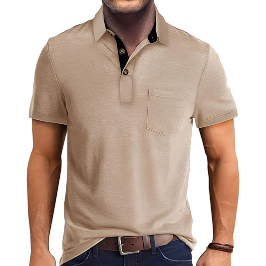 Abner - Męska koszulka polo z krótkim rękawem w stylu retro