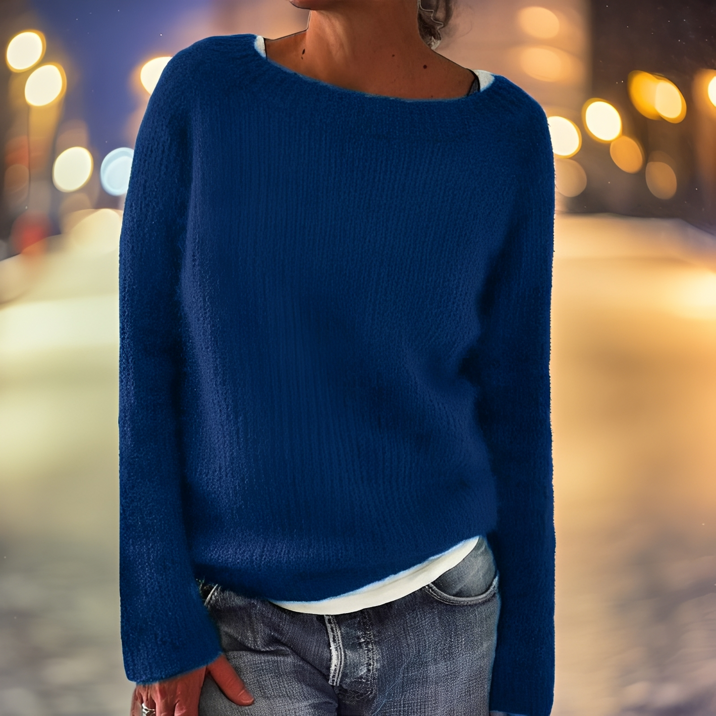 Abeeha - Damski sweter oversize w kolorze jodły