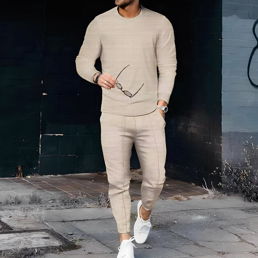 Dillan - Męski casualowy zestaw Slim-Fit z tkaniny waflowej