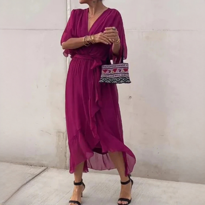 Demara - Elegancka sukienka z dekoltem V dla kobiet