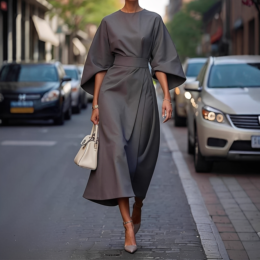 Lauriane - Stylowa damska sukienka z rękawami typu latarnia