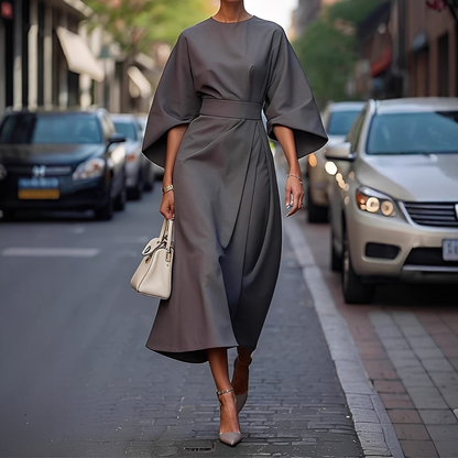 Lauriane - Stylowa damska sukienka z rękawami typu latarnia