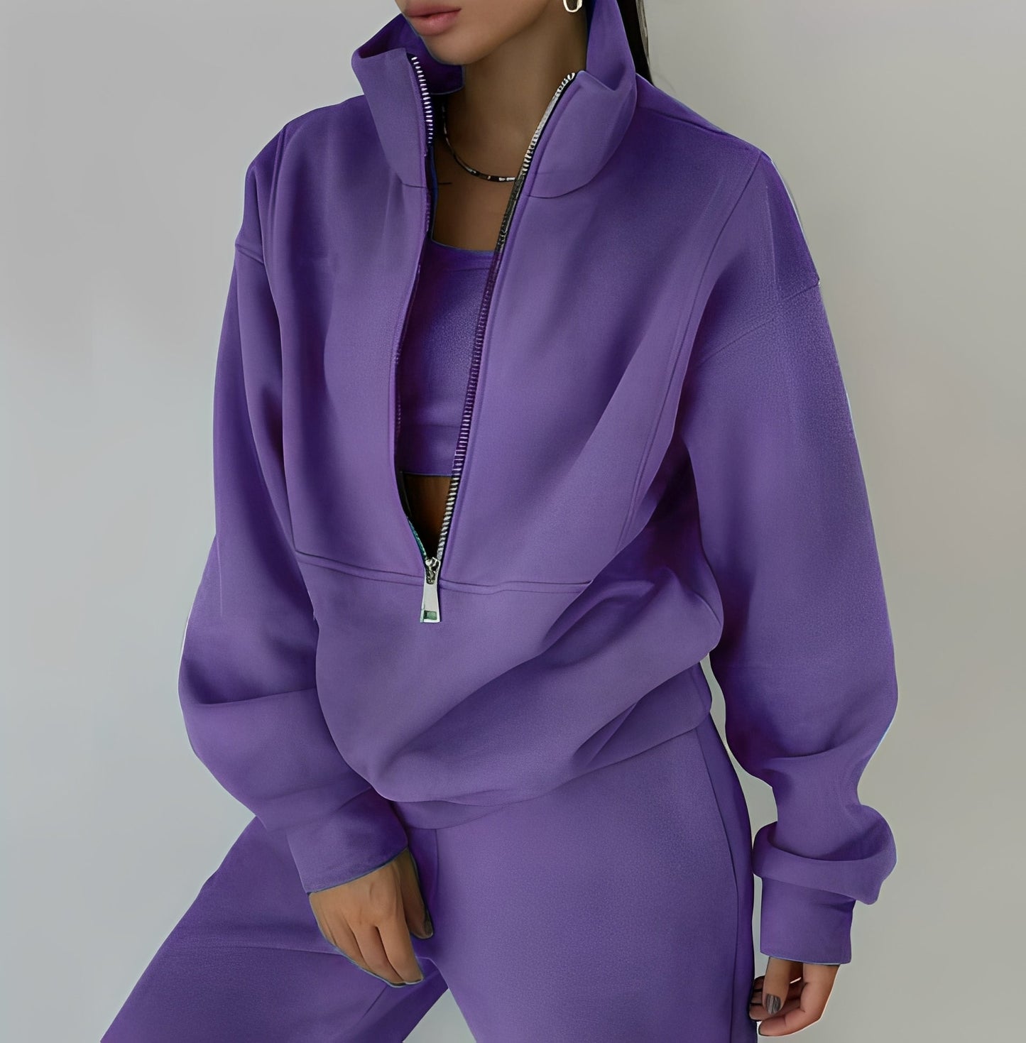 Mélissa - Swobodny, szeroki komplet z dzianiny w dwóch częściach