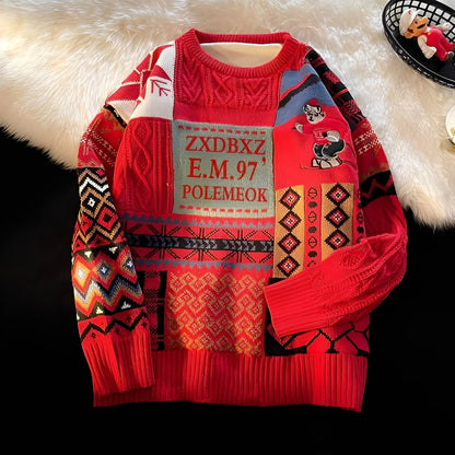 Charles - Stylowy, luźno dziany świąteczny sweter dla kobiet