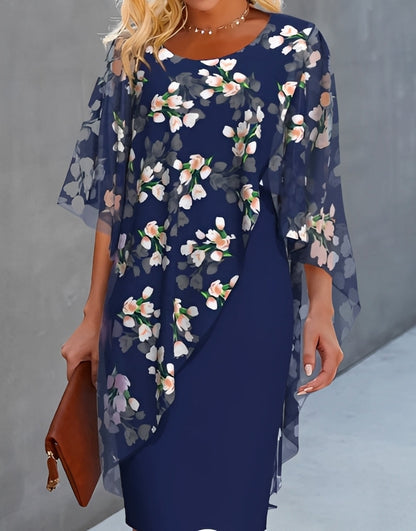 Melanie - Elegancka sukienka szyfonowa w kwiaty dla kobiet