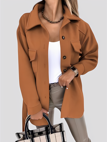 Tiffanie - Nowoczesna, lekka damska kurtka wełniana z klapami