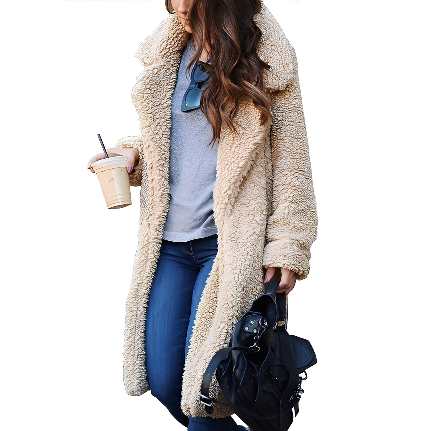 Katharine - Elegancki płaszcz wełniany z pluszu dla kobiet