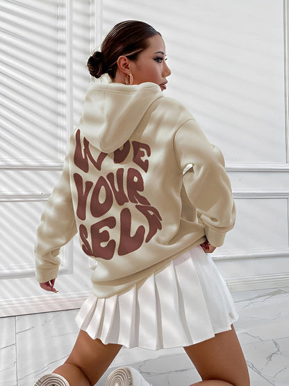 Rebeccah - Luźny kobiecy hoodie z nadrukiem