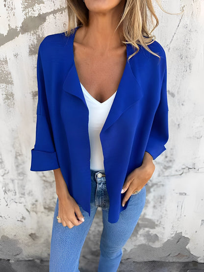 Angelle - Elegancki, luźny damski blezer z zamszu