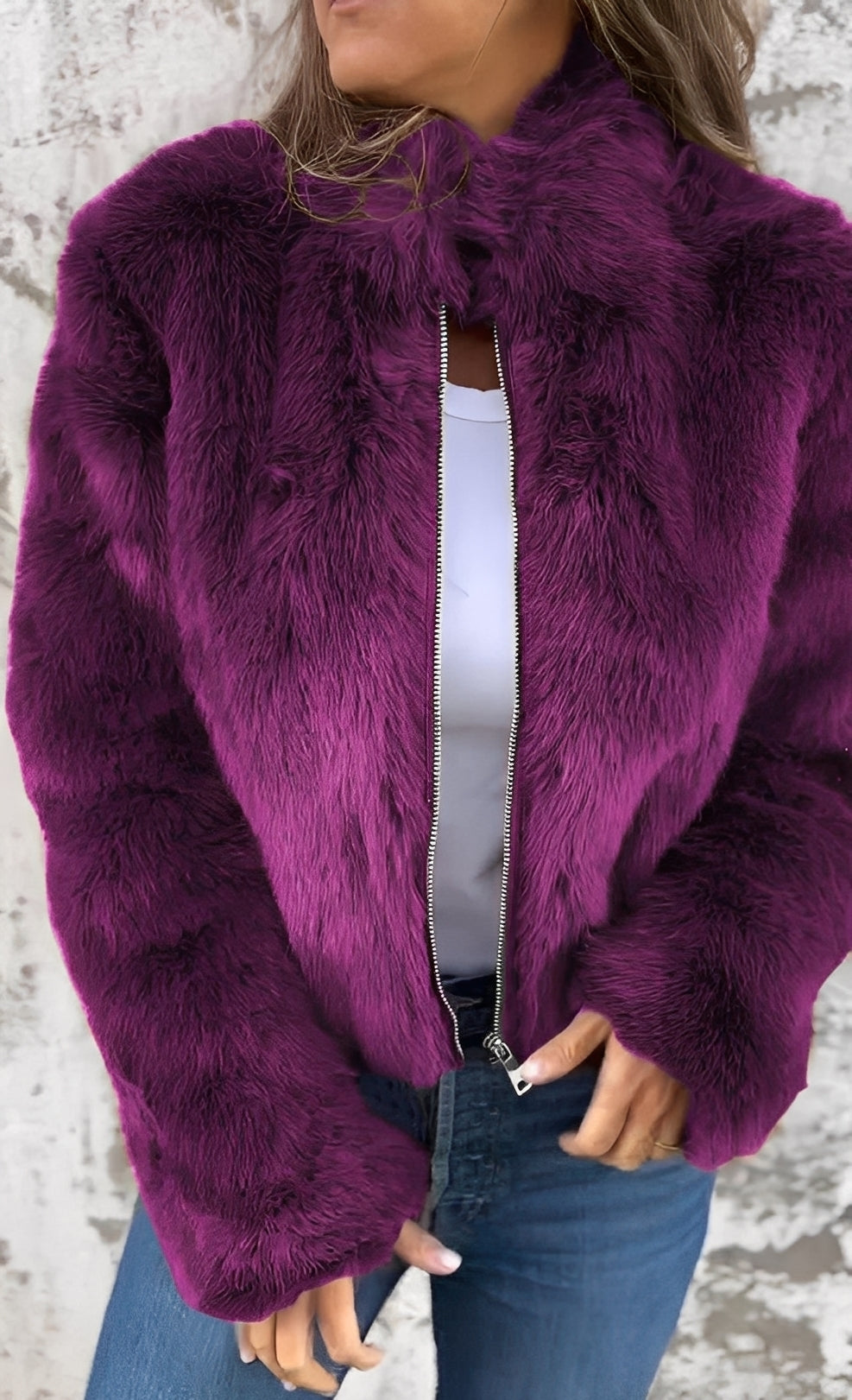 Amanda - Modny damski płaszcz z pluszu