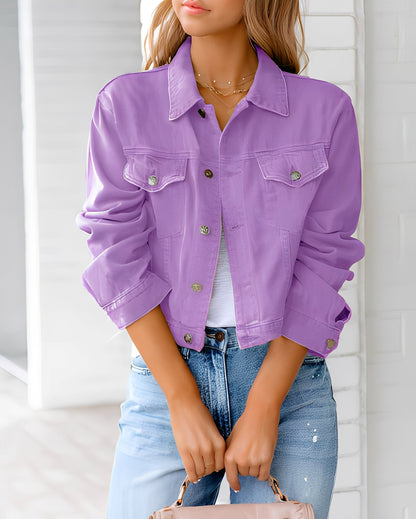 Paulene - Stylowa kurtka jeansowa z guzikami i kieszeniami