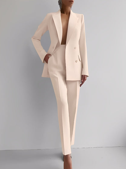Nydia - Elegancki damski zestaw Slim-Fit z marynarką i spodniami