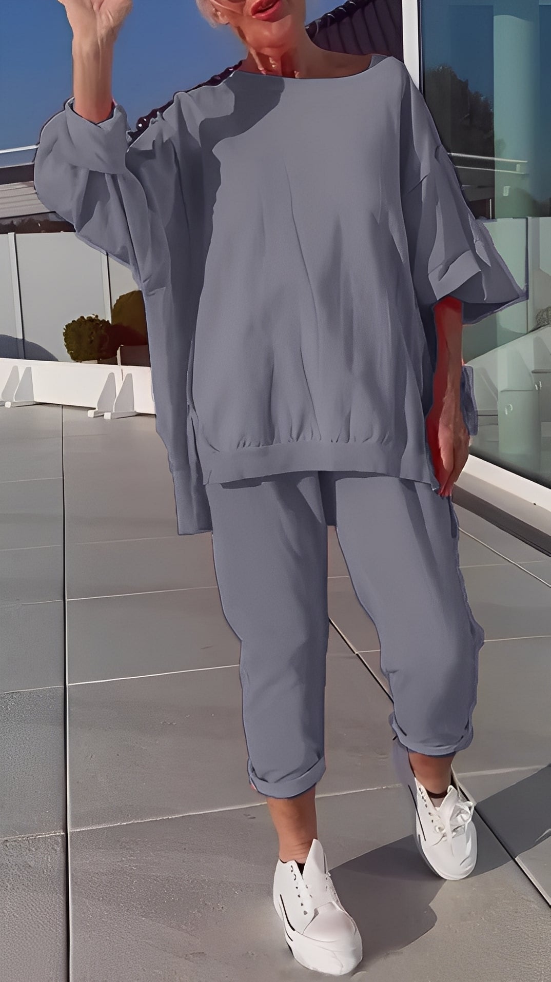 Eleanore - Zestaw dla kobiet z luźnym topem i spodniami