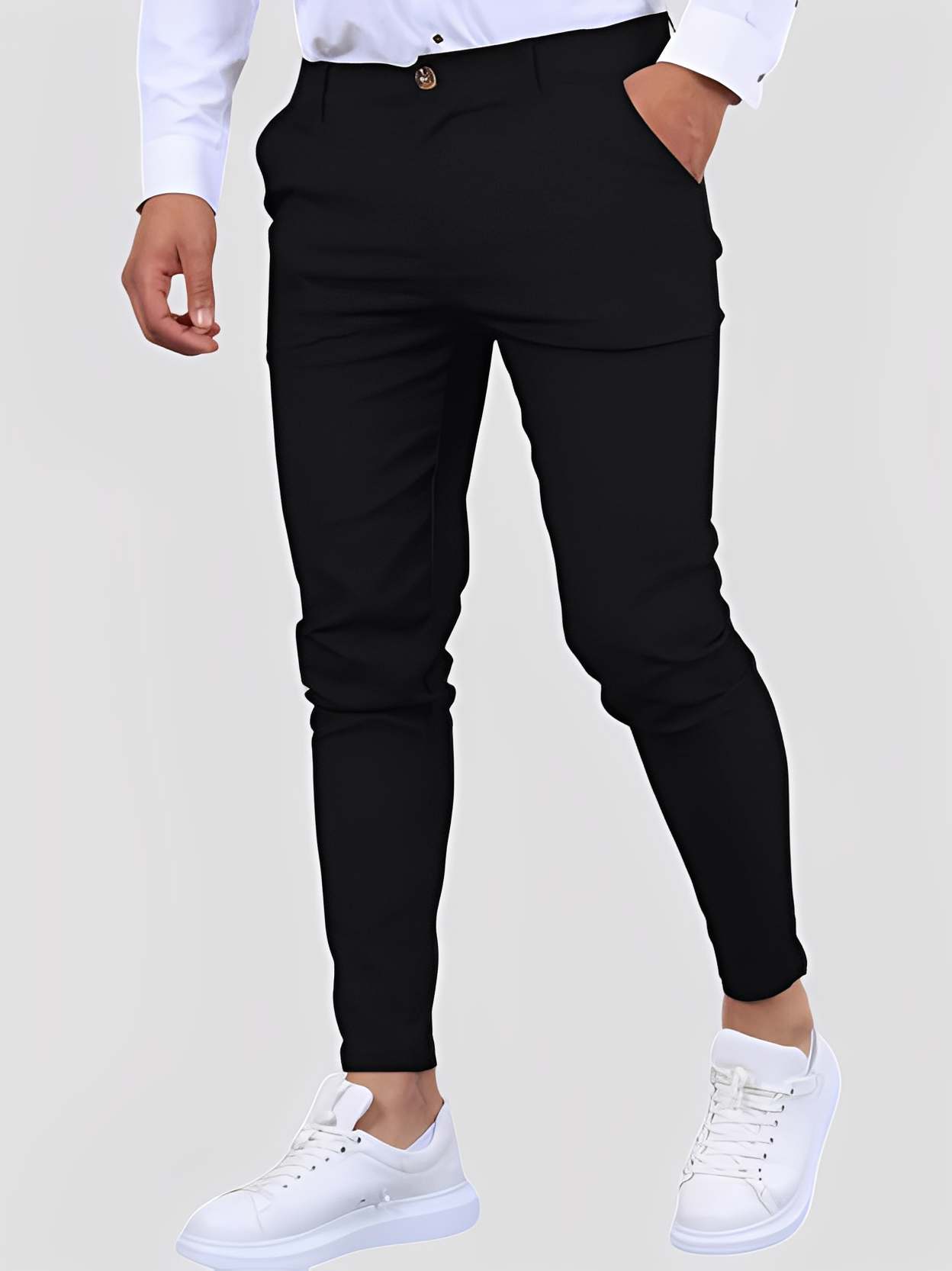 Shelton - Męskie luźne spodnie stretch o wąskim kroju