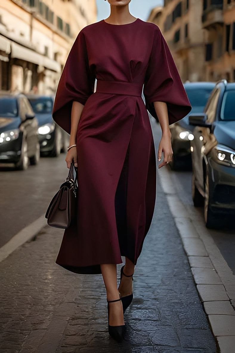 Elena - Elegancka, swobodna sukienka z paskiem dla pań