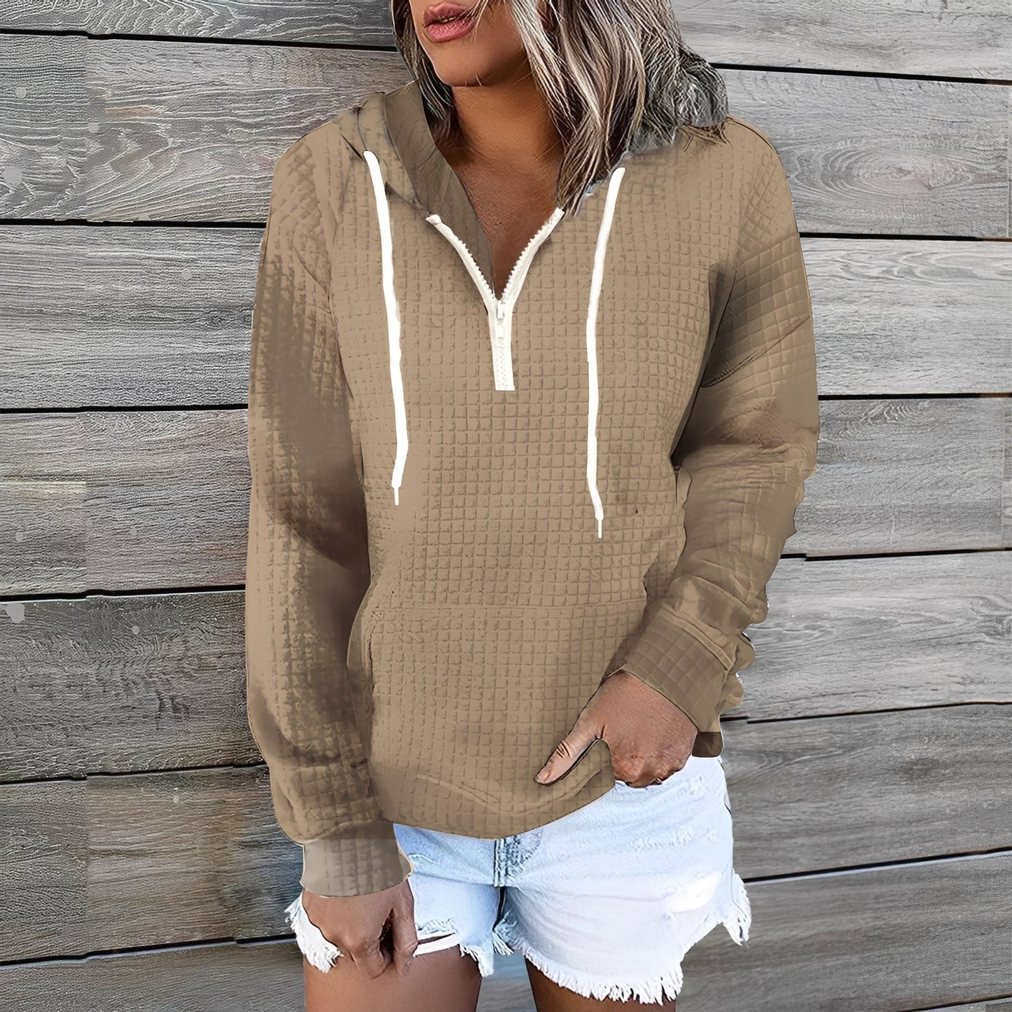 Amanda - Modny damski Waffel-Hoodie
