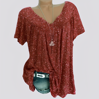 Claudia - Stylowa, luźna bluzka z wzorem kwiatowym dla kobiet