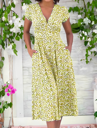 Monica - Swobodna sukienka z dekoltem V dla kobiet