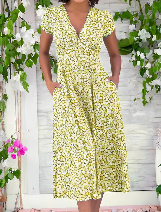 Monica - Swobodna sukienka z dekoltem V dla kobiet