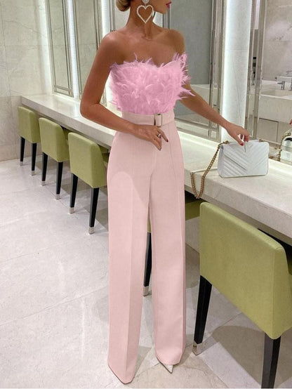 Frola - Elegancki kombinezon z bandeau topem