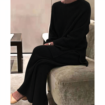Samantha – Swobodny Dzianinowy Komplet Sweter & Spodnie