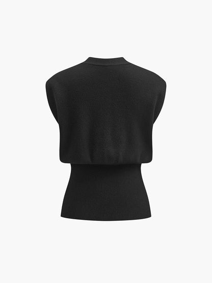 Annalena – Kamizelka dzianinowa z dekoltem w serek i guzikami