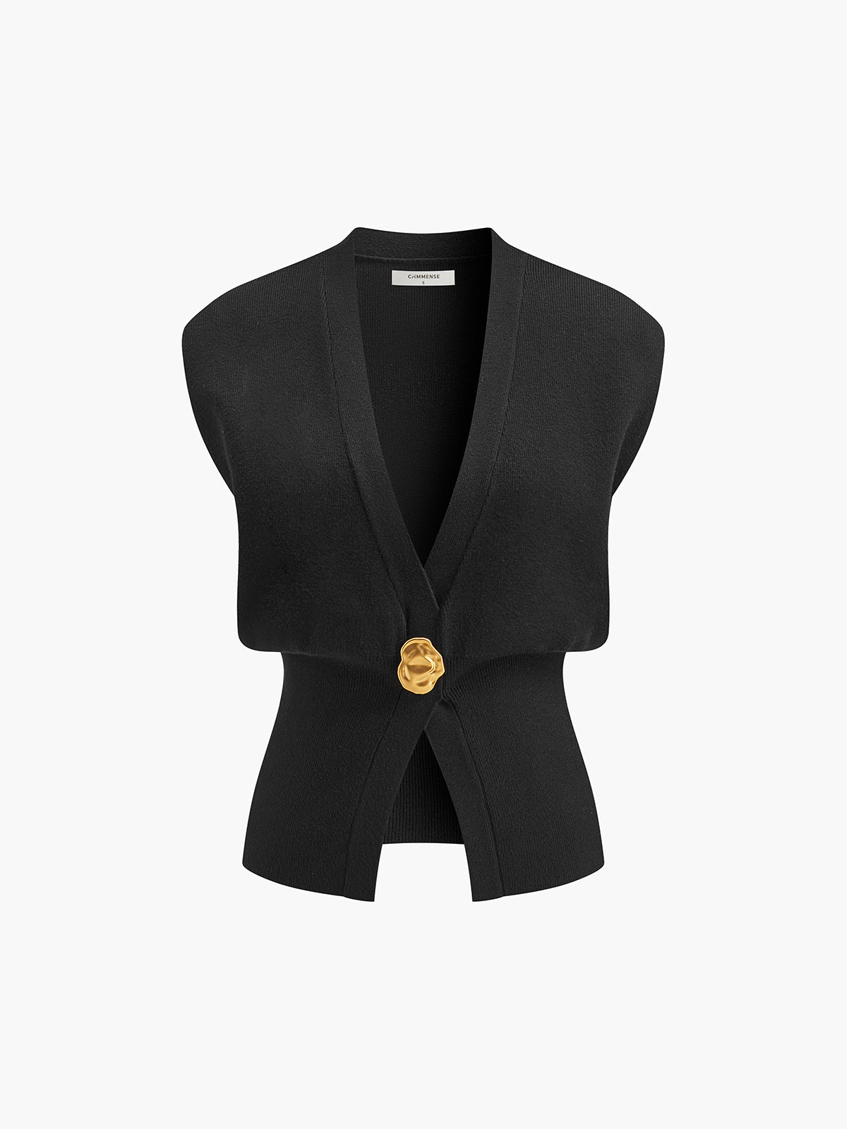 Annalena – Kamizelka dzianinowa z dekoltem w serek i guzikami