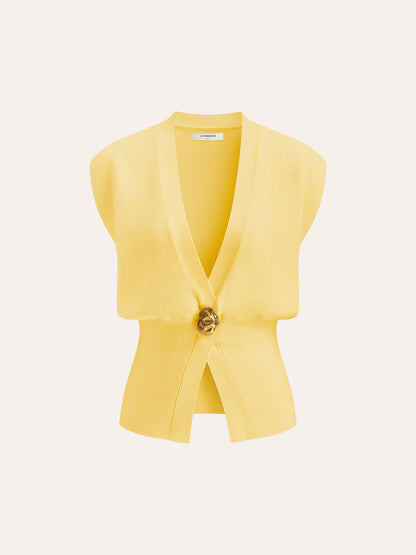 Annalena – Kamizelka dzianinowa z dekoltem w serek i guzikami