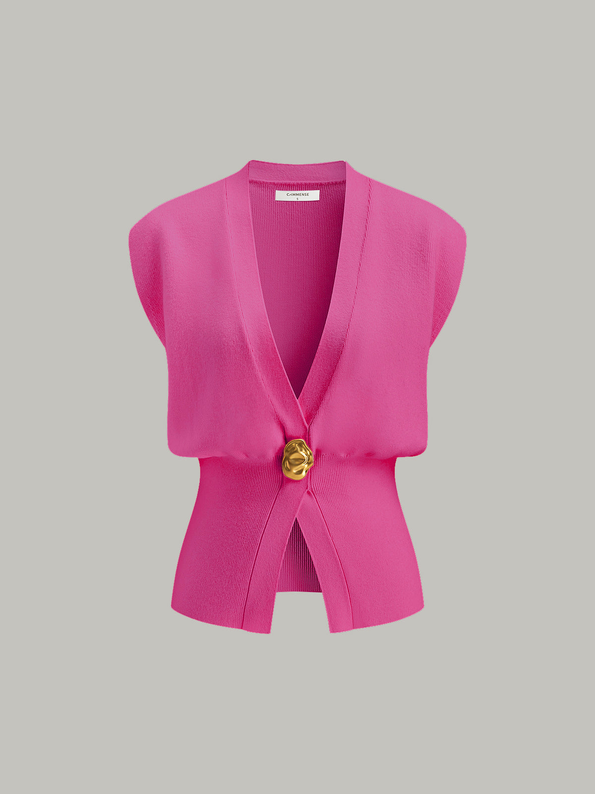 Annalena – Kamizelka dzianinowa z dekoltem w serek i guzikami