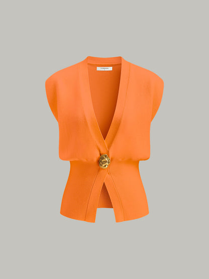 Annalena – Kamizelka dzianinowa z dekoltem w serek i guzikami