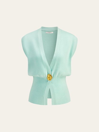 Annalena – Kamizelka dzianinowa z dekoltem w serek i guzikami