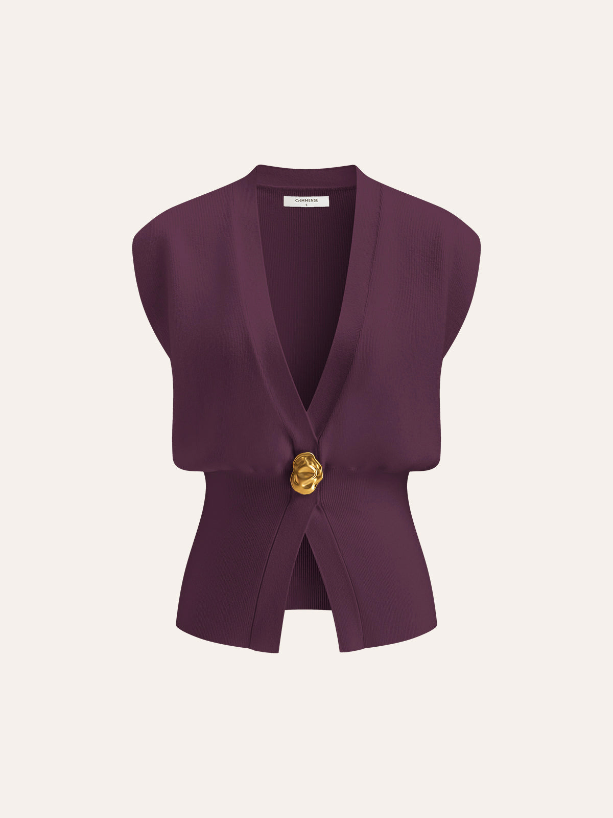 Annalena – Kamizelka dzianinowa z dekoltem w serek i guzikami