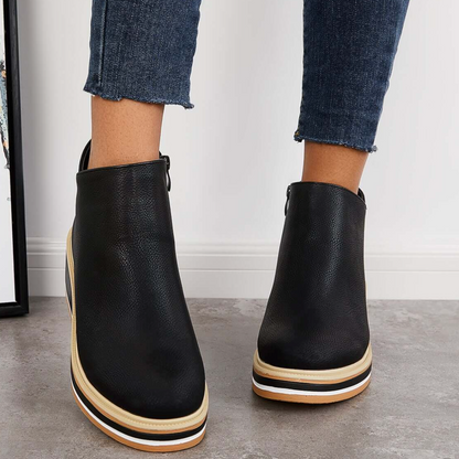 Rosanne - Stylowe skórzane buty z zamkiem dla kobiet