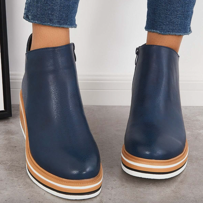 Rosanne - Stylowe skórzane buty z zamkiem dla kobiet