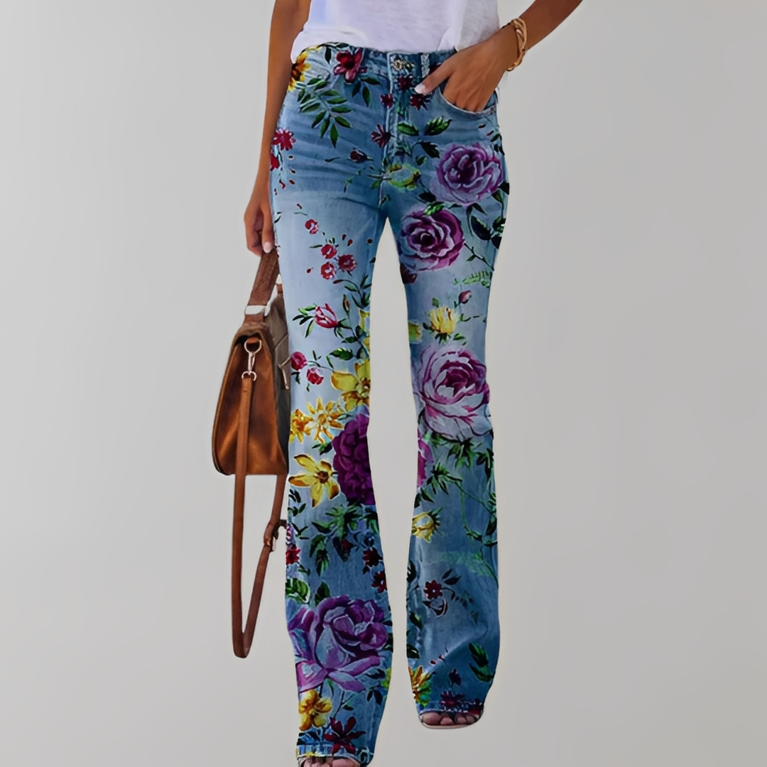Dionella - Jeansy z kwiatowym wzorem dla kobiet