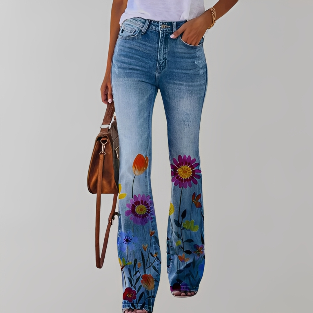 Dionella - Jeansy z kwiatowym wzorem dla kobiet