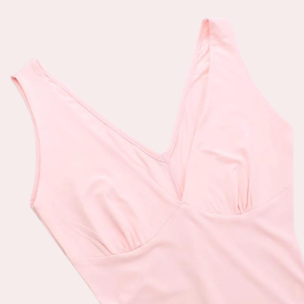 Elisheva - Elegancka Suknia Maxi z Dekoltem V, Asymetryczna