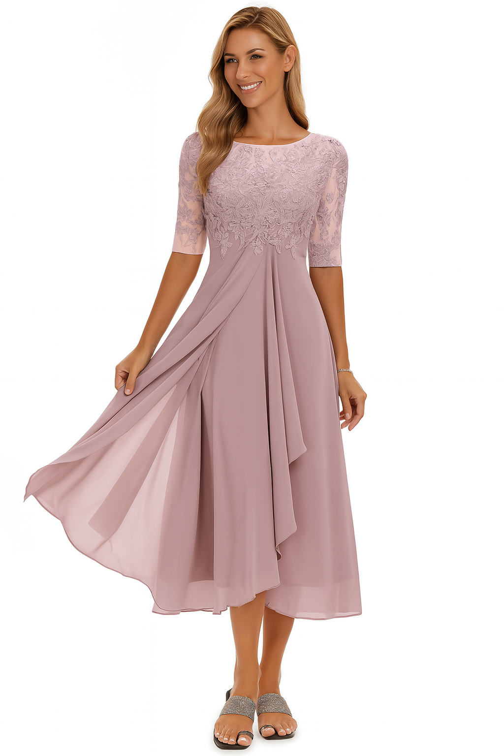 Ximena - Elegancka Damska Sukienka Koronkowa do Kolan