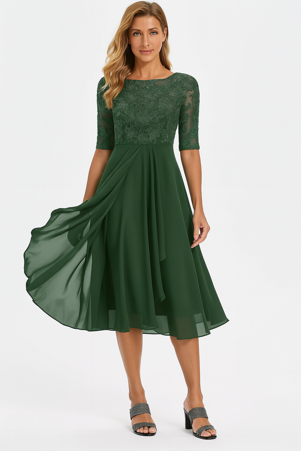 Ximena - Elegancka Damska Sukienka Koronkowa do Kolan