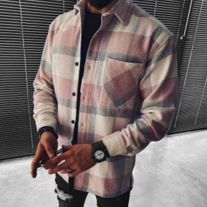 Ben – Męska koszula w kratę z kieszenią na piersi