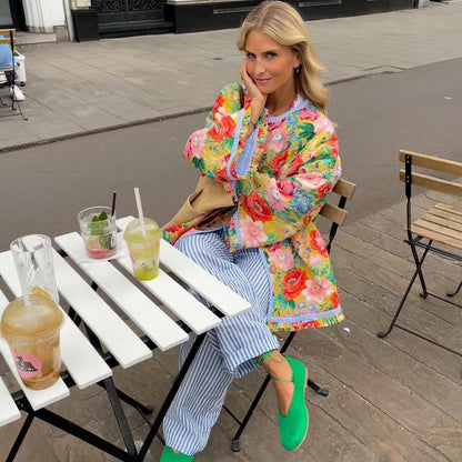 Elena – Kurtka Pikowana Kwiatowa