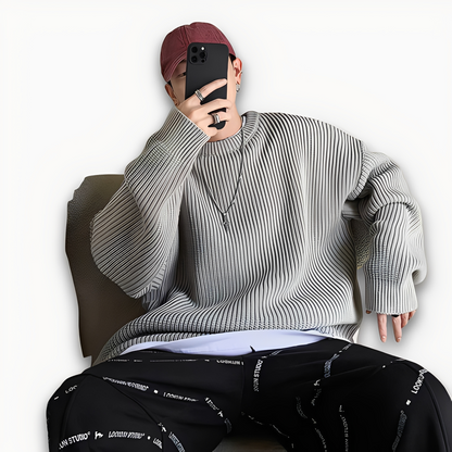 Abdias - Męski sweter oversize z dzianiny