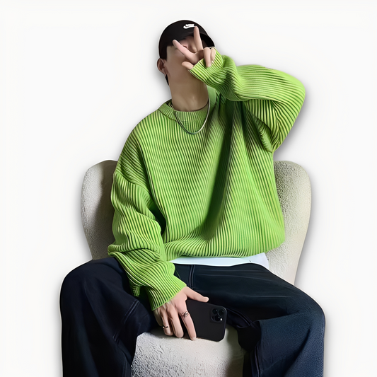 Abdias - Męski sweter oversize z dzianiny