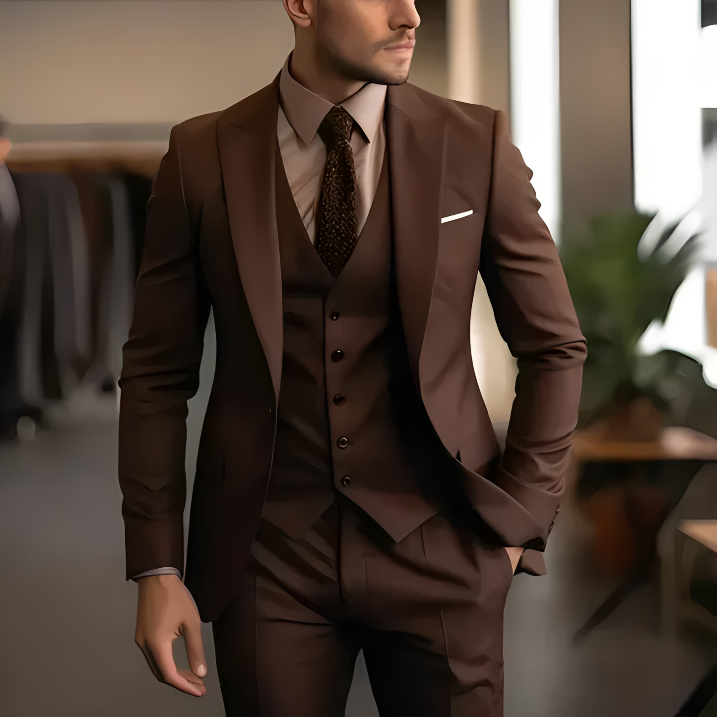 Abenner - Trzyczęściowy męski garnitur formalny slim fit