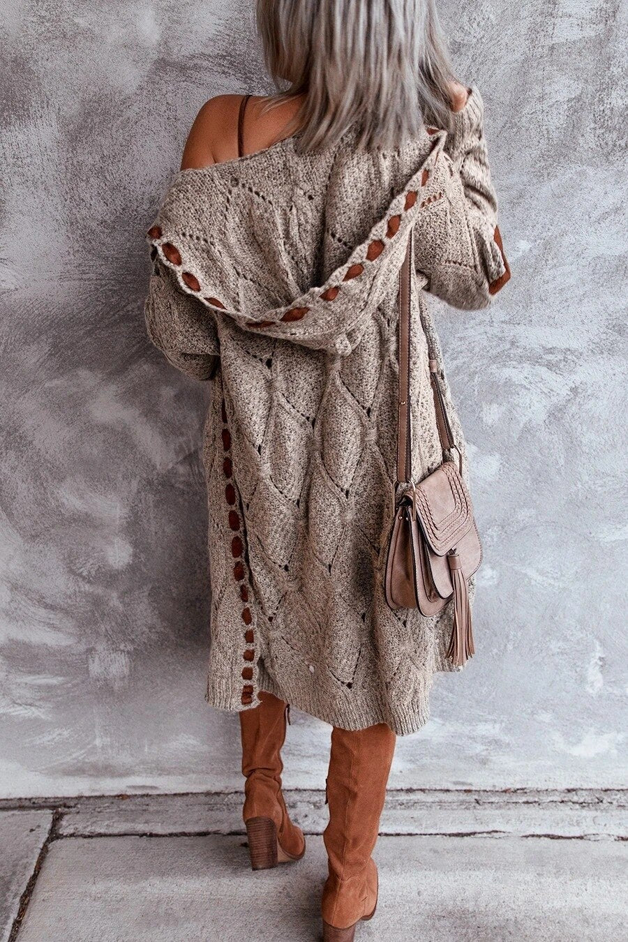 Alana - Elegancki Długi Kardigan z Kapturem