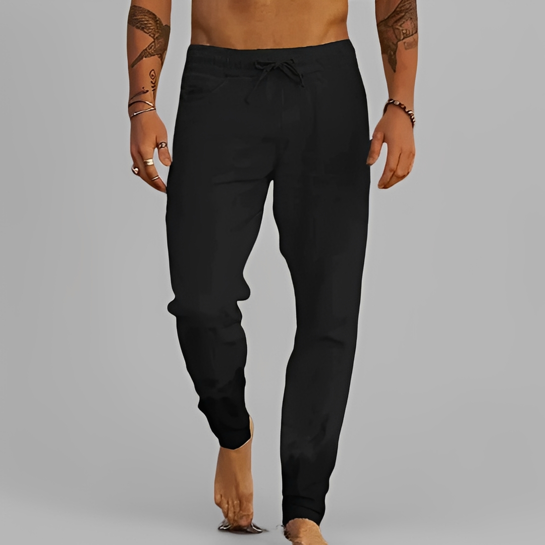 Eladio - Męskie, luźne spodnie ze sznurkiem