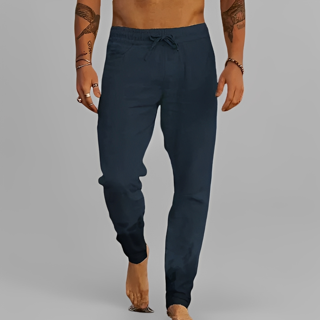 Eladio - Męskie, luźne spodnie ze sznurkiem